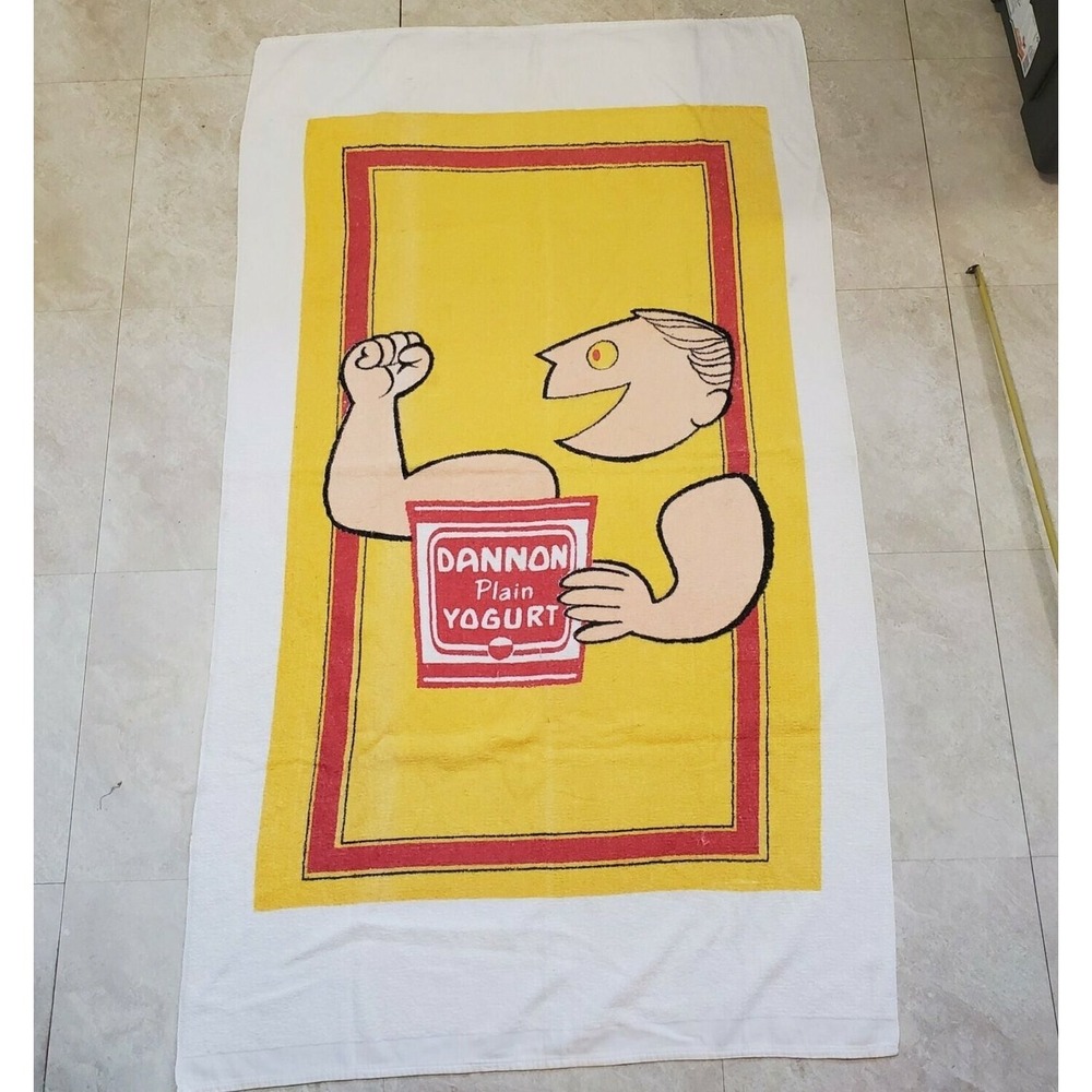 Vintage Dannon Yogurt Advertisement Bath Beach Pool Towel Size 58"x33" -USA MADE